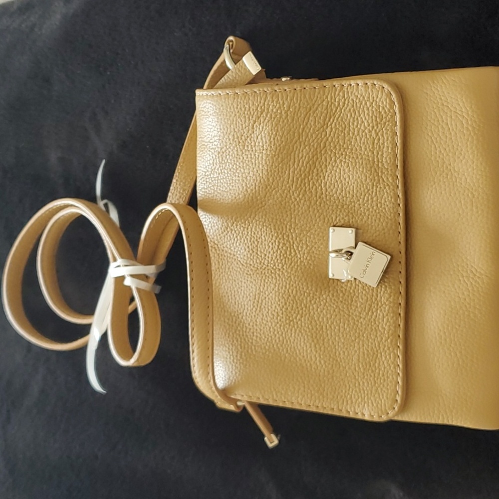 Calvin Klein camel multi compartment crossbody